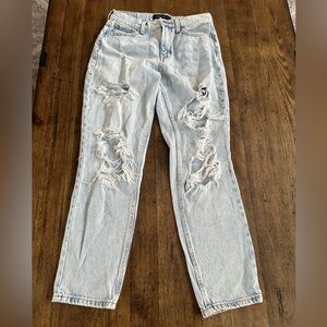 Aeropostale Mom Jeans Ripped Light Wash Denim Size 0